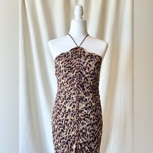 Isabel Marant Étoile Valdi Leopard Print Center Ruched Dress